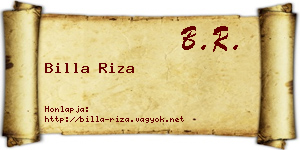 Billa Riza névjegykártya